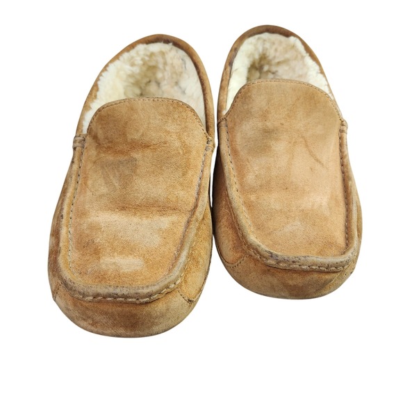 UGG Australia Mens Ascot Suede Leather Sheepskin Lined Loafer Slippers Sz 11 - Picture 1 of 9
